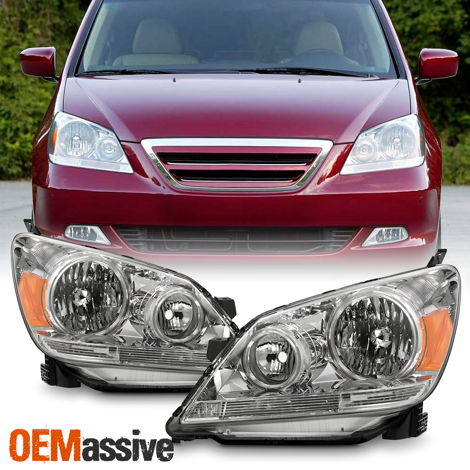 Fit 20052007 Honda Odyssey Headlights Headlamps Left+Right Replacement
